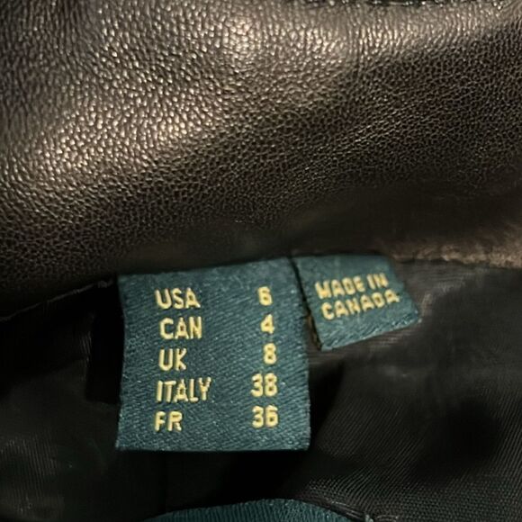 DANIER Lined Black Leather Straight Leg Side Zipper Pants‎ Size 4 - Picture 10 of 15